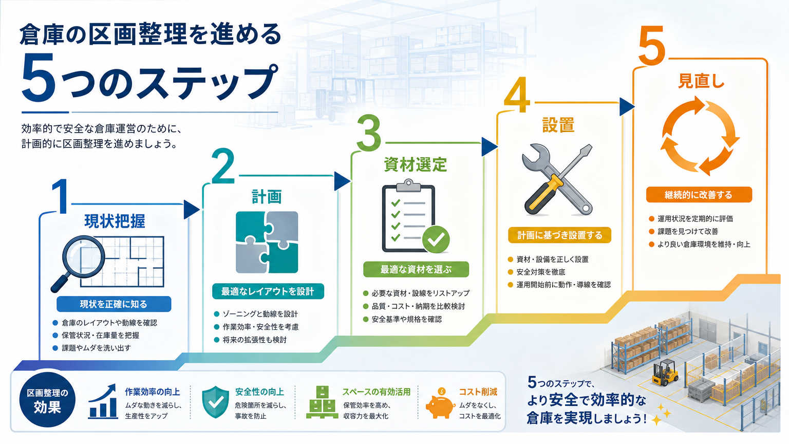 倉庫の区画整理を進める手順